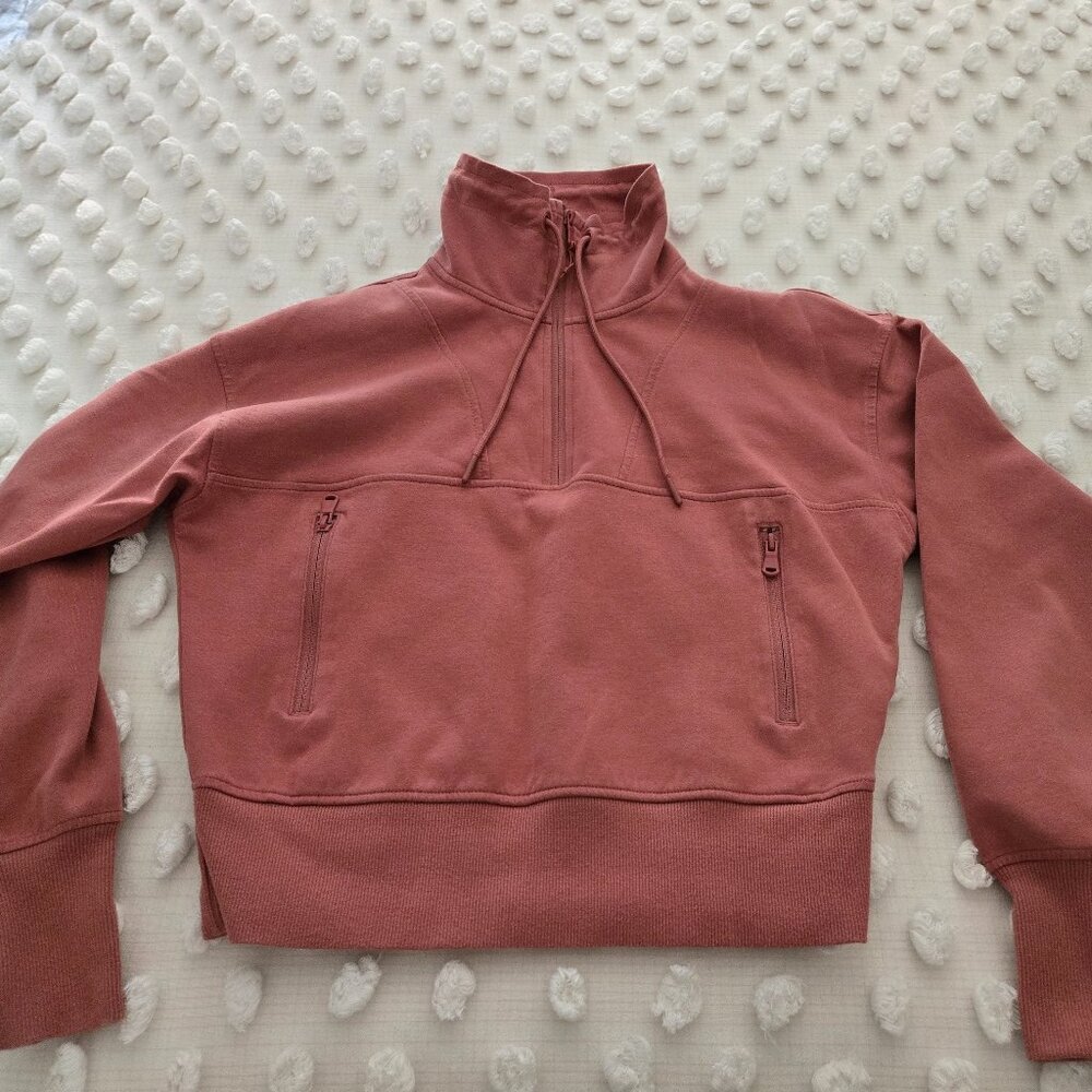 Old Navy Quarter-Zip cropped sweatshirt - rose/pink - Size Small